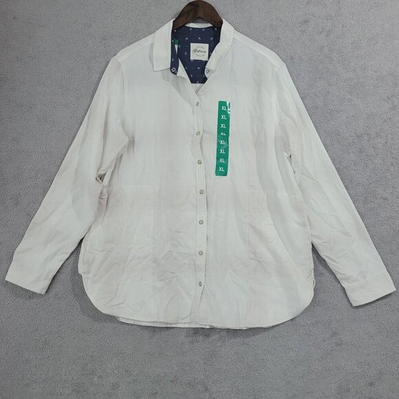 NEW Jachs Girlfriend Womens White Long Sleeve Button-Up Shirt Size XL H600 - Picture 2 of 10